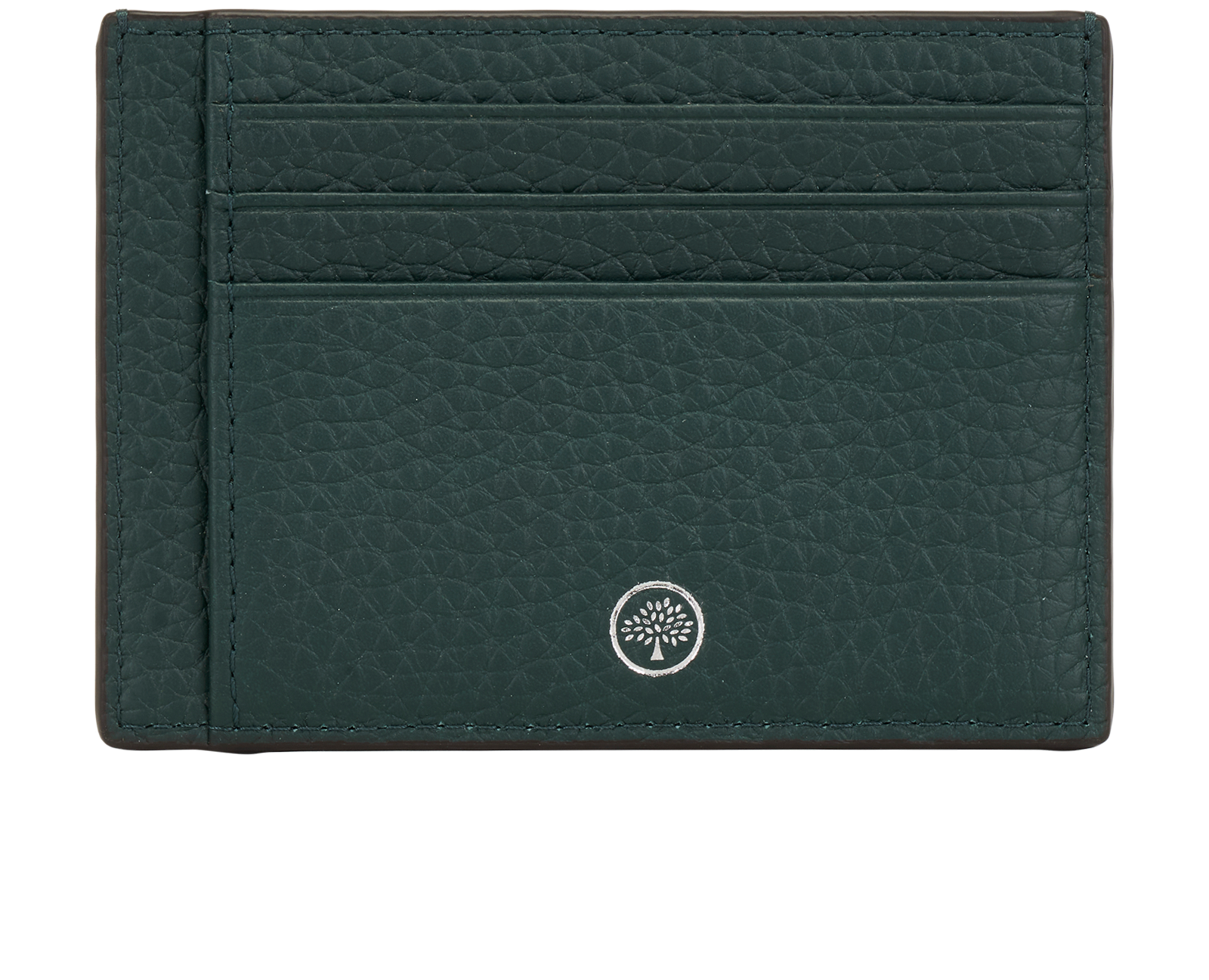 Mulberry Logo Card Holder, &pound;120, Accessories, Green, Leather, Back view